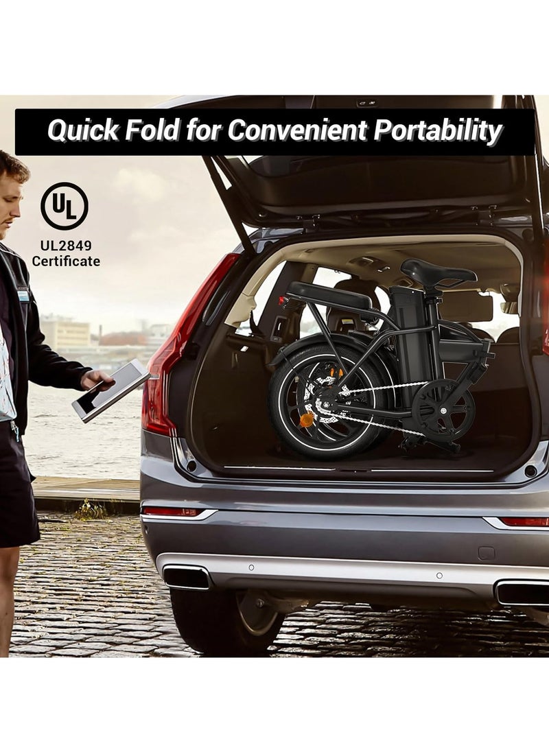 Wind Horse Folding Electric Bike with 350W High Speed Motor, 36V 8AH Battery, 40 KM/H Speed, 35 KM Range, Dual Disk Brakes, Carbon Alloy Frame and 16 Inches Tires, Portable Electric Bike with Dual Seat  - Image 4