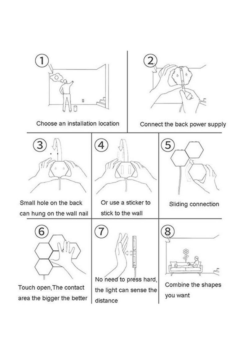 SYOSI 3 Pack White Hexagon Modular Touch Sensitive Lights Nano-leaf Wall Sconce Light Modern Smart Lamp Led Panel Night Decoration For Indoor Living Room Not Include Holder - Image 3
