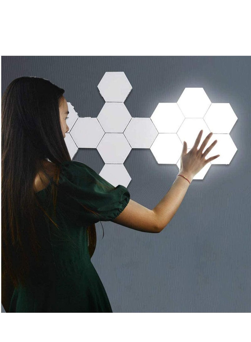 SYOSI 3 Pack White Hexagon Modular Touch Sensitive Lights Nano-leaf Wall Sconce Light Modern Smart Lamp Led Panel Night Decoration For Indoor Living Room Not Include Holder - Image 2