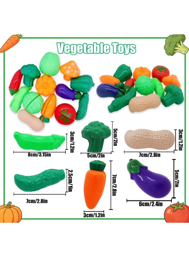 Pretend Play Kitchen Accessories for Kids, 77Pcs Cutting Fruits Vegetables Hamburger Toy Kitchen Accessories with Baskets for Toddlers 3 Years Old - Image 3
