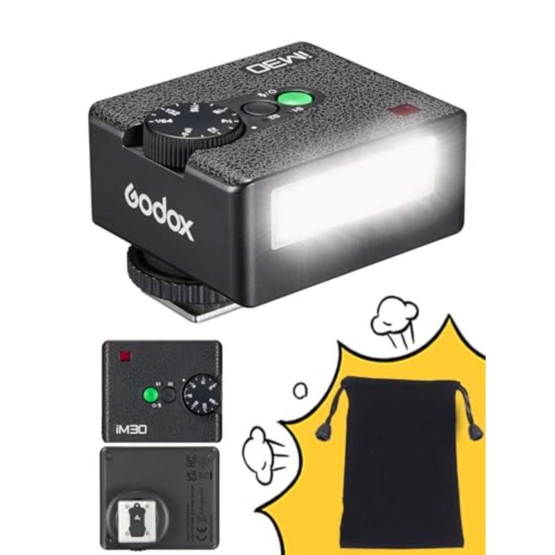 IM30 Mini Flash for Camera, Pocket Flash, GN15 ISO 100, Measurement,7 Power Levels (1/64~1/1), 230 Full Power Flashes for Canon, Nikon, Sony, Fuji, Pentax, etc - Image 1