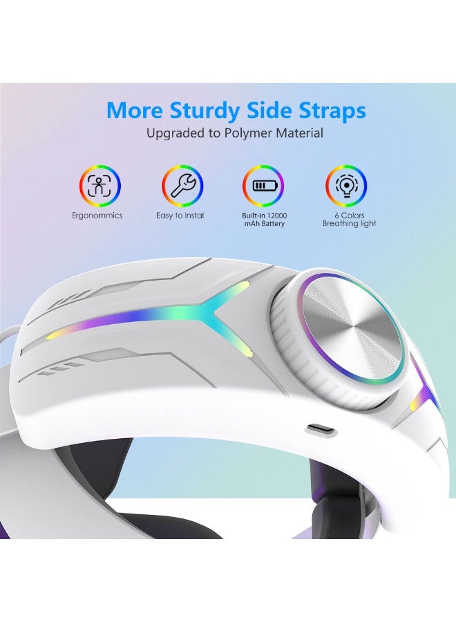 Newest Meta Quest 3s Charging Headstrap with 12000mAh Battery, Quest 3 Gaming Headband, 6-Color Breathing Lights, Polymer Material, Size Fits Adults & Kids - Enhanced Gameplay Experience - Image 3
