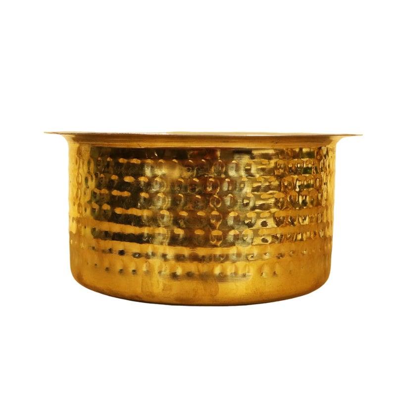 Putrika Brass Utensil Hammered Vadi Chatti with TIN CoatingTopeKitchenWarecookwareBrass PathiramPatilasTapeliPeetalSarva SattiBhagoni SetHammered Vadi Chatti Size 6 - Image 4