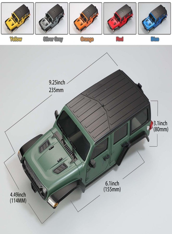 LAFEINA 6.10 inches (155mm) Wheelbase Shell Hardtop Body Replacement Part for TRX4M Bronco Defender AX8560 1/18 RC Crawler Chassis (Yellow) - Image 3