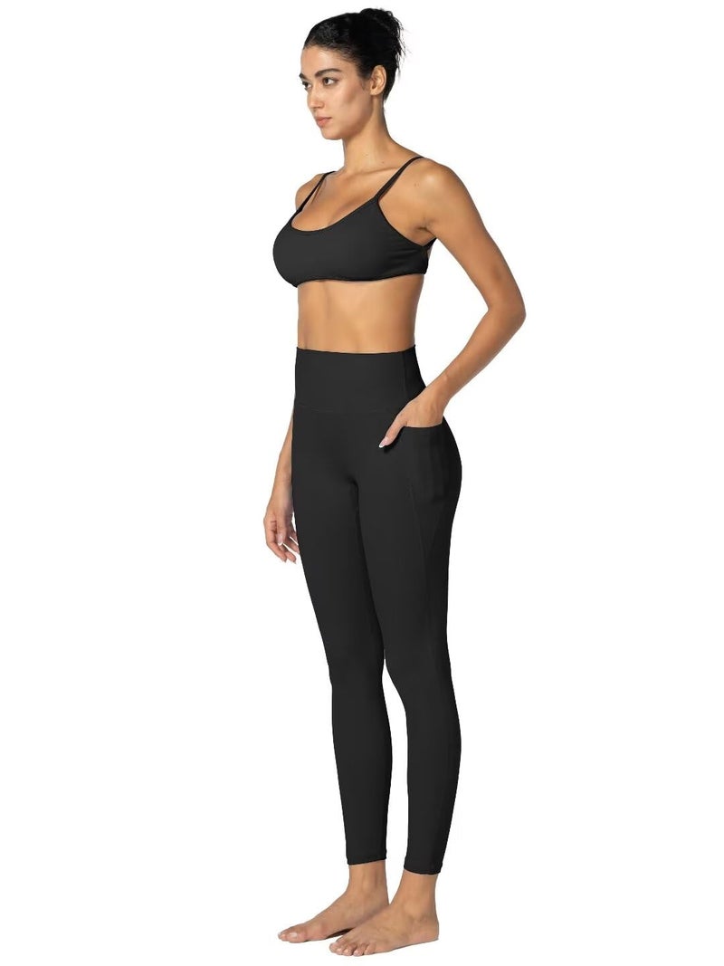 Sunzel Sunzfly Hidden Butt Scrunch Workout Leggings with Pockets for Women, High Waisted Gym Yoga Pants with Tummy Control 25" Black Large - Image 4