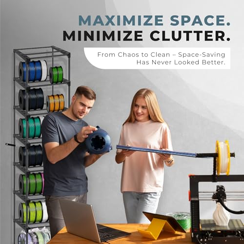 HoHpHq Upgraded 9-Tier 3D Printer Filament Spool Storage Rack, Thicker 3D Printing Filament Holder with Anti-Tip Kit/Large Storage Space, 3D Organizer Can Store Up to 54 Rolls, Gifts for 3d Printer Lovers - Image 2