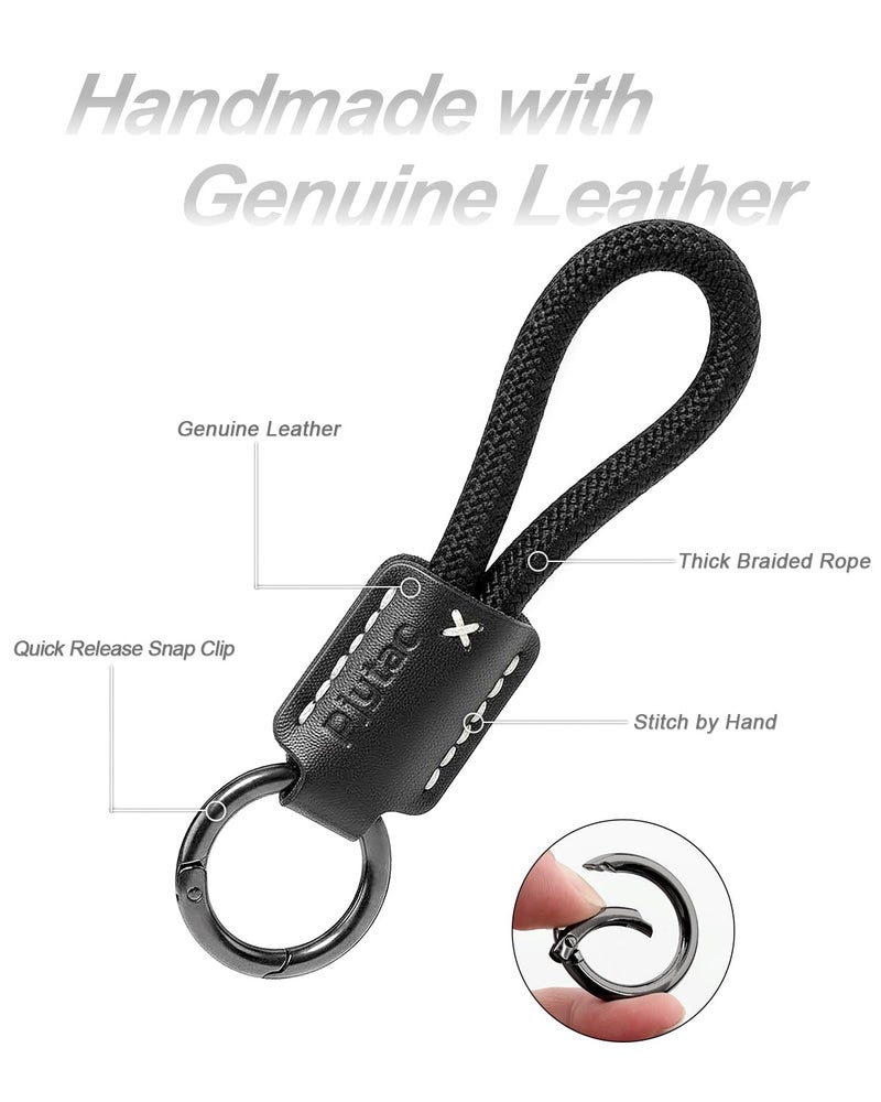 PJYTAC Keychain for Car Keys, Short Key Lanyard for Men, Leather Rope Car Key Holder Key Chain with D Key Ring, Accessories Kit Phone Tether Tab Gift for Men Women - Image 5