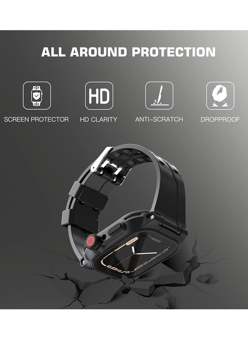 KASTWAVE - Waterproof Case for Apple Watch Series 7 45mm, 360 Full-Body Protective Case with Screen Protector, Shockproof Dustproof Waterproof Case for Apple Watch 45mm Series 7, Black - Image 1