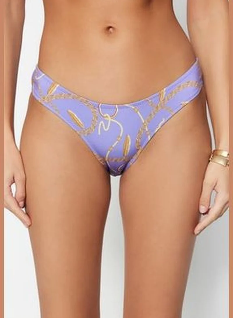 trendyol Abstract Pattern Chain Accessory High Leg Bikini Bottoms TBESS23BA00080