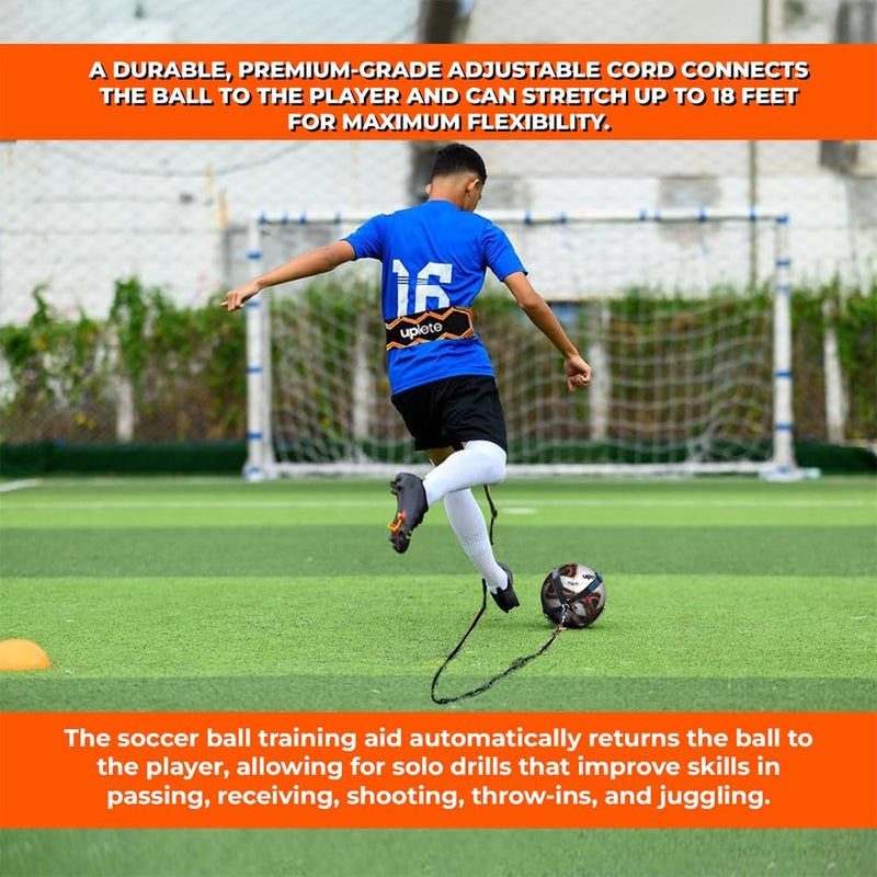 Uplete Hands-Free Adjustable Soccer Ball Trainer â€“ Fits Ball Sizes 3, 4, & 5 â€“ Soccer Practice Tool for Shooting, Passing, Juggling, Throw Ins â€“ Portable Training Aid for Field Players and Goalies - Image 5