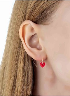 EVEVIC Austrian Peach Heart Crystal Drop Earrings for Women 14k Gold Plated Hypoallergenic  - Image 5