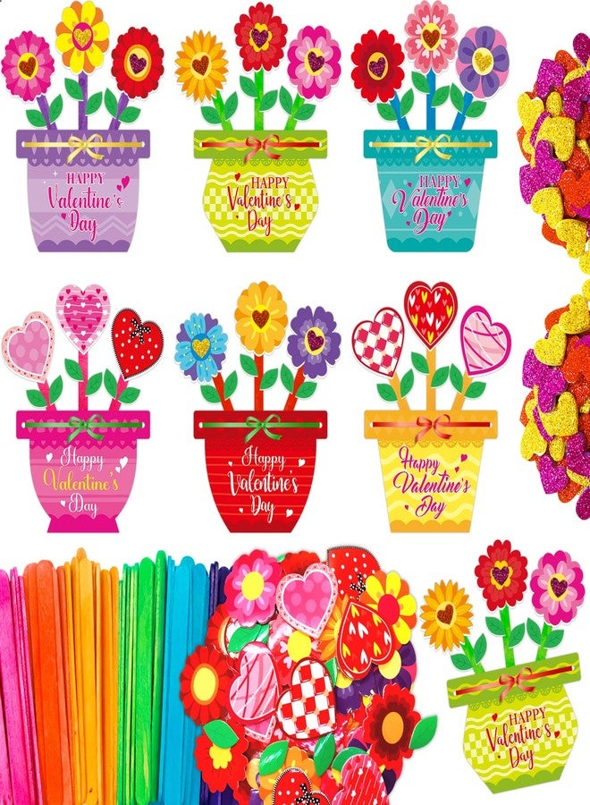 Fancy Land 24 Set Valentines Day Crafts for Kids Foam Flower Pot Valentine's Day Gifts Decorations School Classroom Activity - Image 1