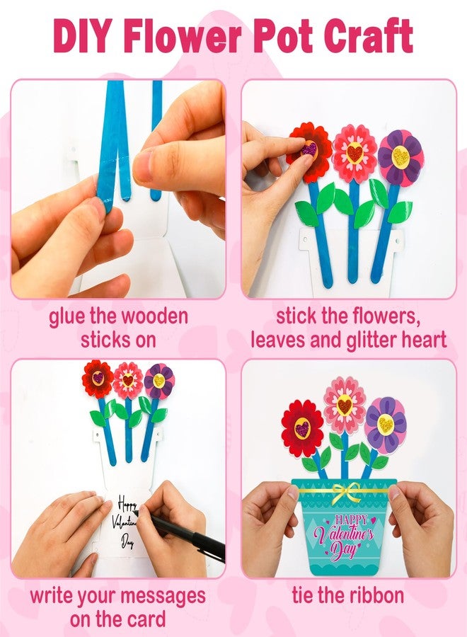 Fancy Land 24 Set Valentines Day Crafts for Kids Foam Flower Pot Valentine's Day Gifts Decorations School Classroom Activity - Image 3
