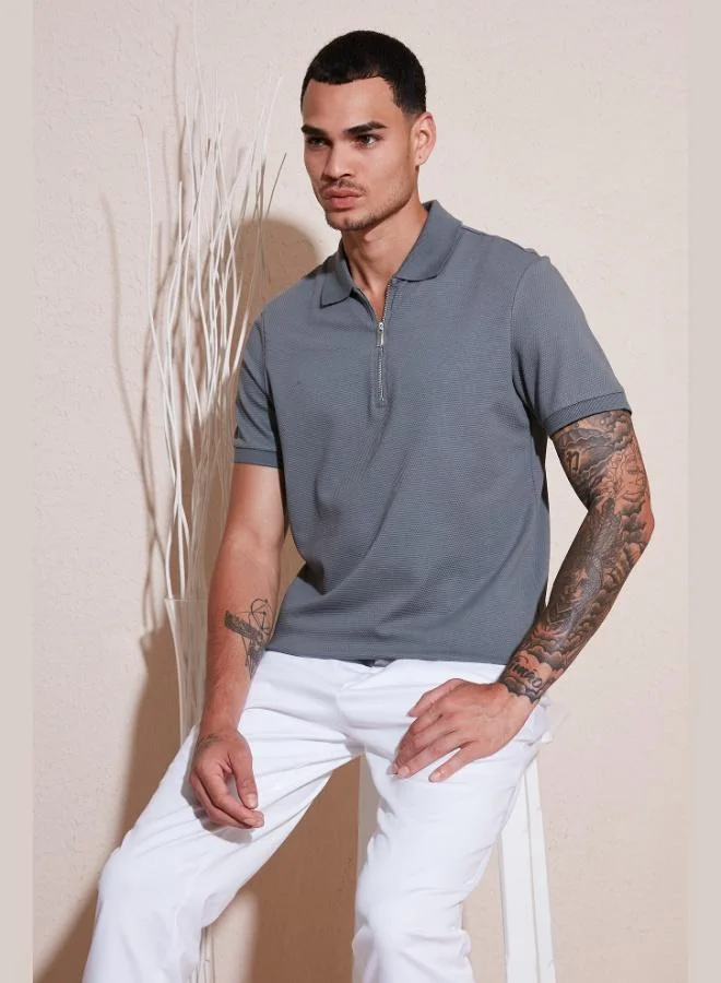 Buratti  Buratti Cotton Regular Fit Zip-Up Polo Collar T-Shirt Men's POLO COLLAR T-SHIRT 5902915 for Men | Best Price UAE