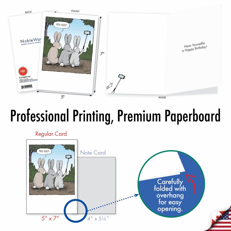 NobleWorks - 36 Assorted Funny Birthday Cards Bulk Box Set with Envelopes (36 Designs, 1 Each) Mixed Humor Greeting Card Variety Pack for Men and Women - Cartoon Party AC9374BDG-B1x36 - Image 2