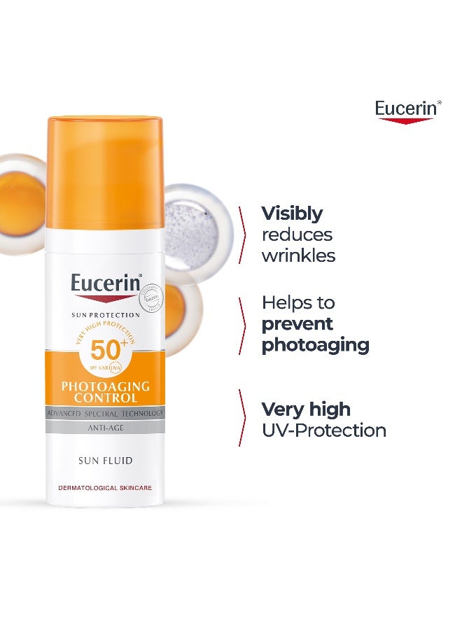 Eucerin Face Sunscreen Photoaging Control Anti-Age Sun Fluid Suitable As Make-Up Base Orange 50ml - Image 3