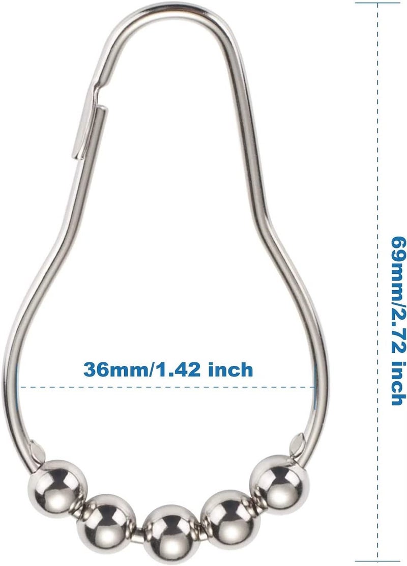LOCANS LOCANS Shower Curtain Hooks, Shower Curtain Rings Rust Proof Stainless Steel Shower Rings for Curtain, Shower Hooks for Shower Curtain Bathroom Curtain Hooks Hangers (Set of 12)  - Image 4