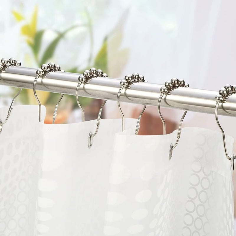 LOCANS LOCANS Shower Curtain Hooks, Shower Curtain Rings Rust Proof Stainless Steel Shower Rings for Curtain, Shower Hooks for Shower Curtain Bathroom Curtain Hooks Hangers (Set of 12)  - Image 2