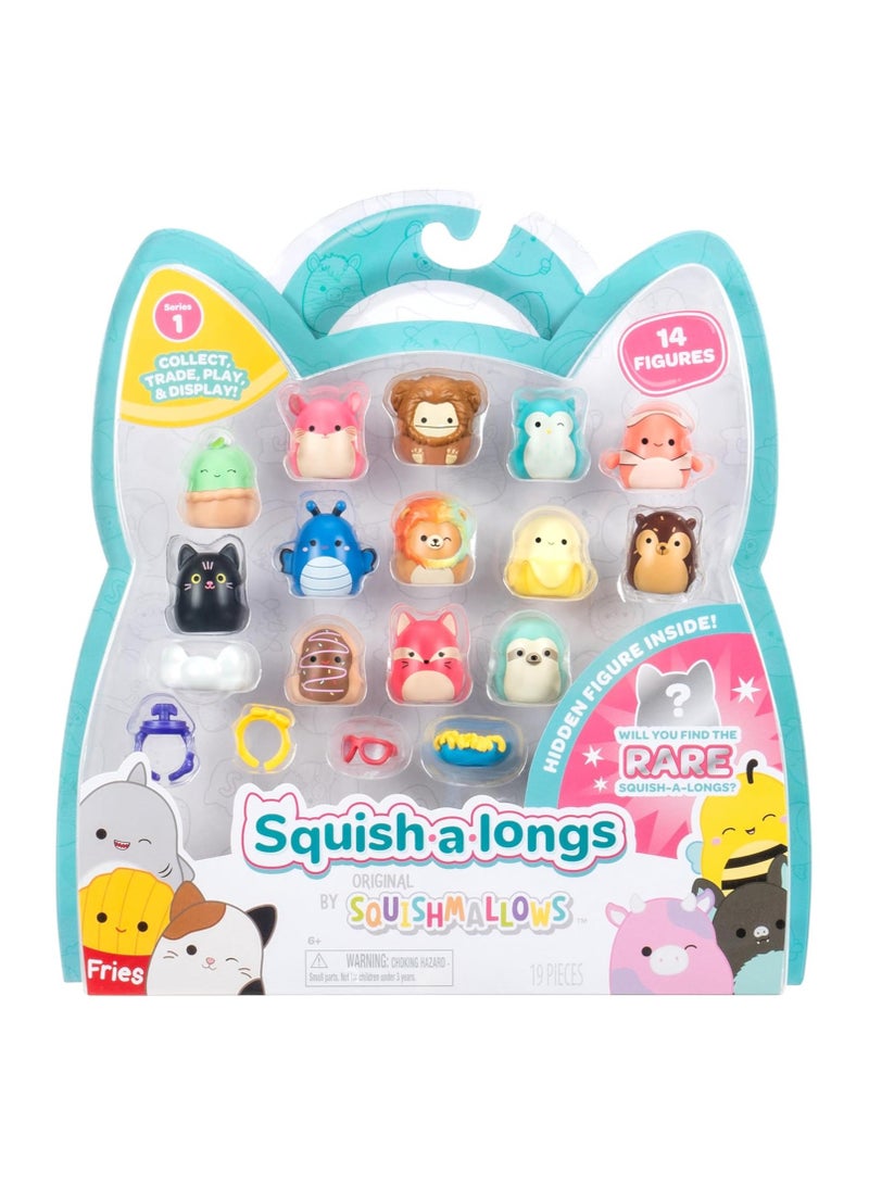 SQUISHMALLOW Mini 1” Squishy Toy Set for Kids | Includes 14 Soft Fidget Toys + 4 Accessories, Ring & Collector Guide | Cute Kawaii Collectible Gifts for Boys & Girls  - Image 1