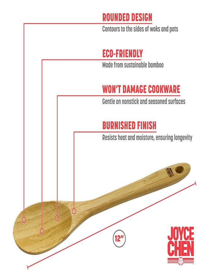 Joyce Chen Burnished Bamboo Mixing Spoon, 12-Inch - Image 3