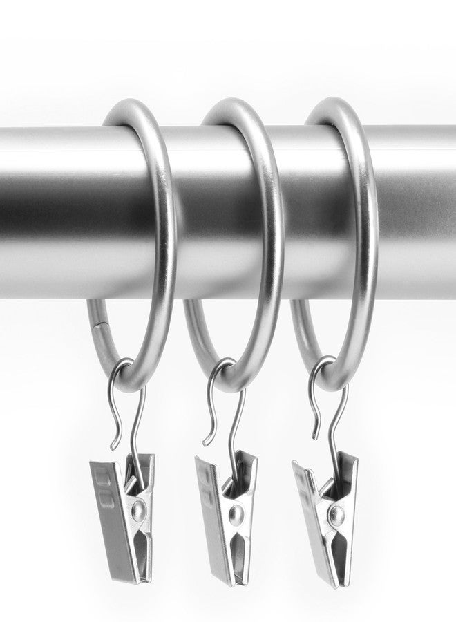 Chicology Clip Rings, Fits Rods 1 1/8-in. Diameter, Curtain & Drapery Hardware, Essential Satin Nickel - Pack of 12 - Image 1