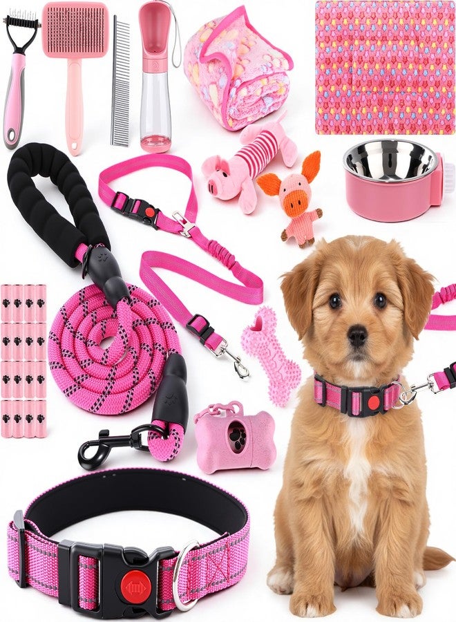 PullCrease 30 Pcs Puppy Supplies Starter Kit for Small Dogs Essentials Include No Pull Dog Harness, Collar, Leash Set, Toys, Bowl, Water Bottles, Pet Grooming Kit, Puppy Accessories for Welcome Gift - Image 1