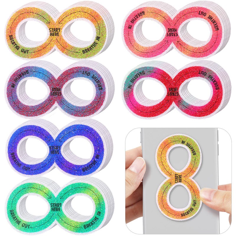 Geyee 36 Pcs Back to School Sensory Strips Kids Anxiety Calm Mindfulness Stickers Adults Stress Breathing Stickers Fidget Adhesives Rough Textured Tape for Classroom Desk Office ComputerFigure of Eight