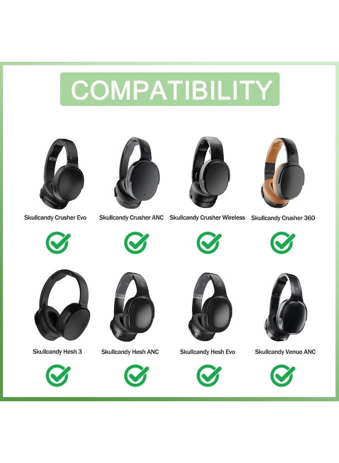Replacement Earpads for Skullcandy Hesh 3/ANC/Evo & Crusher Wireless/ANC/Evo & Venue ANC Over-Ear Headphones, Ear Pads Cushions with Noise Isolation Foam (Black) - Image 2