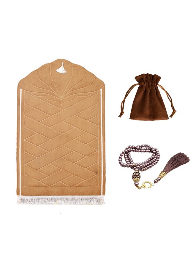 Prayer Rug and Prayer Beads for Men and Women Prayer Mat Anti Slip Folding Bedroom Rug, 65 x 110CM - Image 1