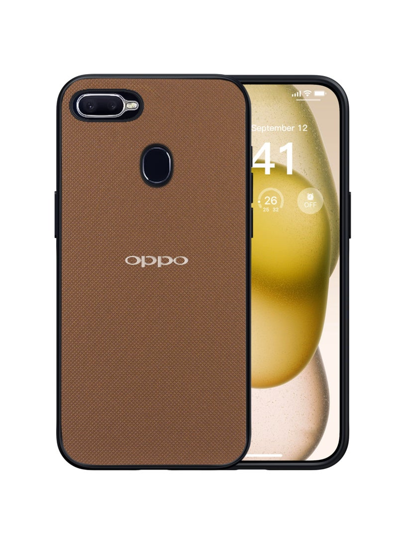Compatible with Oppo F9 Case Dual Layer Heavy Duty Cell Phone Protective Cover Shockproof Rugged with Non-Slip Textured - Brown