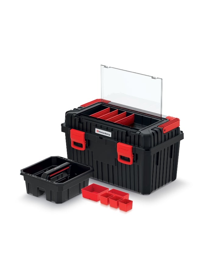 Kistenberg 60 Multi Compartment Heavy Tool Box with Foldable Handle Black and Red 33.7 x 36 x 58.5 cm - Image 2