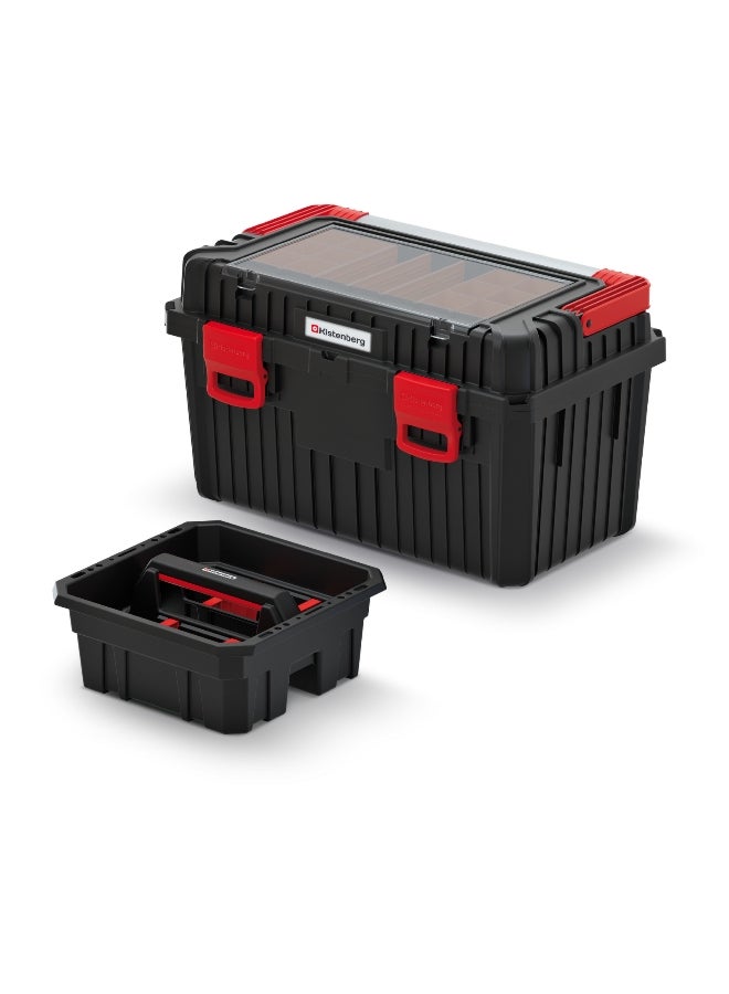 Kistenberg 60 Multi Compartment Heavy Tool Box with Foldable Handle Black and Red 33.7 x 36 x 58.5 cm - Image 3