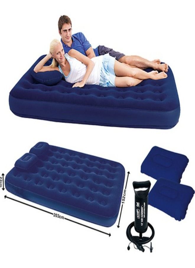 Bestway - Bestway Flocked Air Bed With Air Pump & 2pillow(Queen) 203X152X22Cm -26-67374 - Image 1
