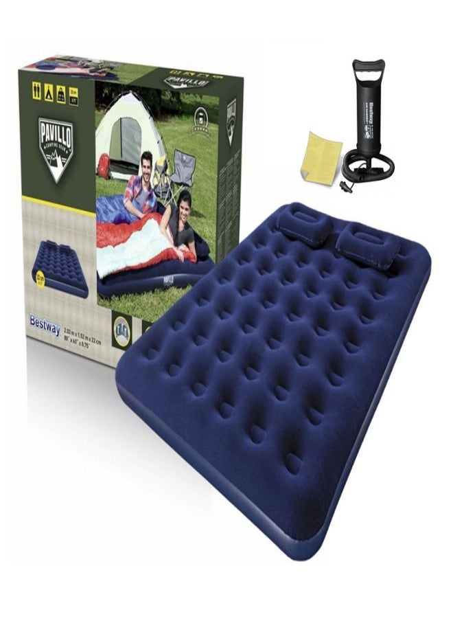 Bestway - Bestway Flocked Air Bed With Air Pump & 2pillow(Queen) 203X152X22Cm -26-67374 - Image 1