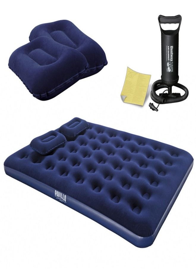 Bestway - Bestway Flocked Air Bed With Air Pump & 2pillow(Queen) 203X152X22Cm -26-67374 - Image 1