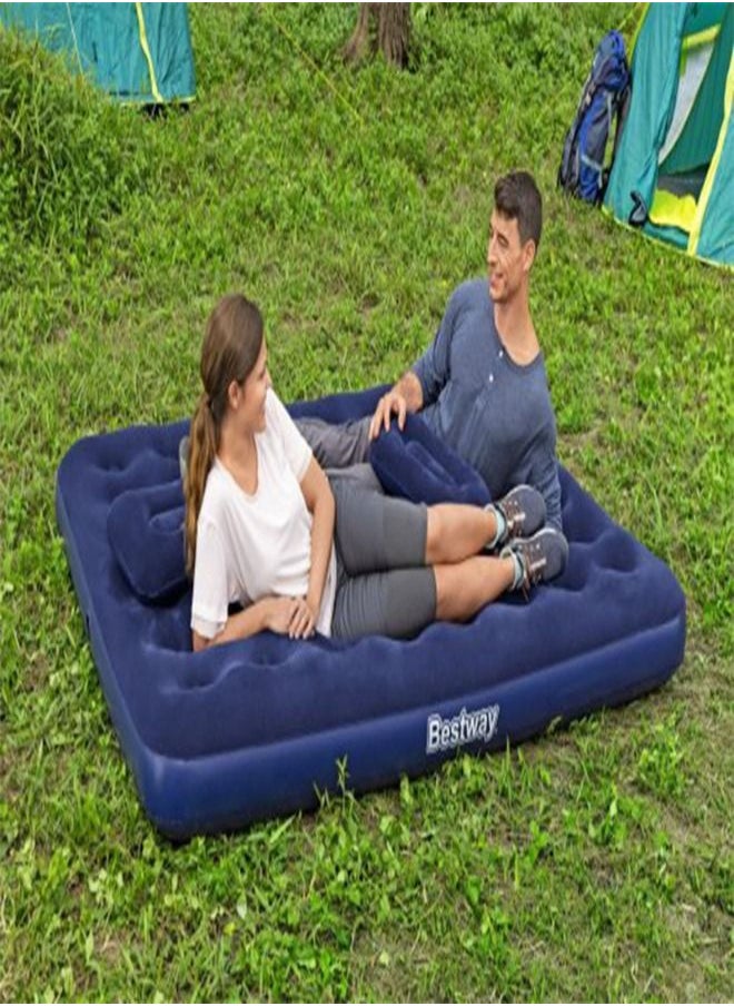 Bestway - Bestway Flocked Air Bed With Air Pump & 2pillow(Queen) 203X152X22Cm -26-67374 - Image 1