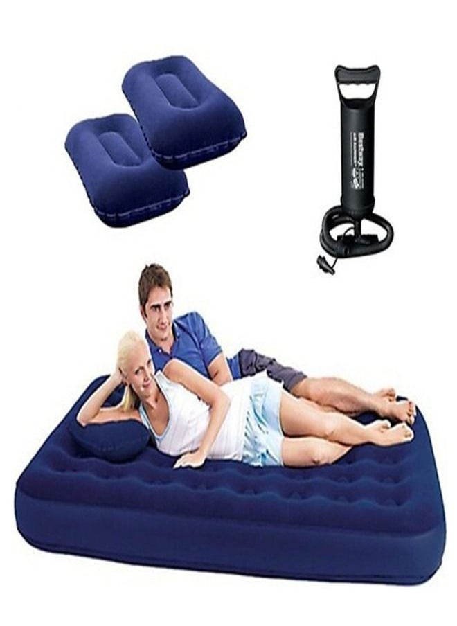 Bestway - Bestway Flocked Air Bed With Air Pump & 2pillow(Queen) 203X152X22Cm -26-67374 - Image 1