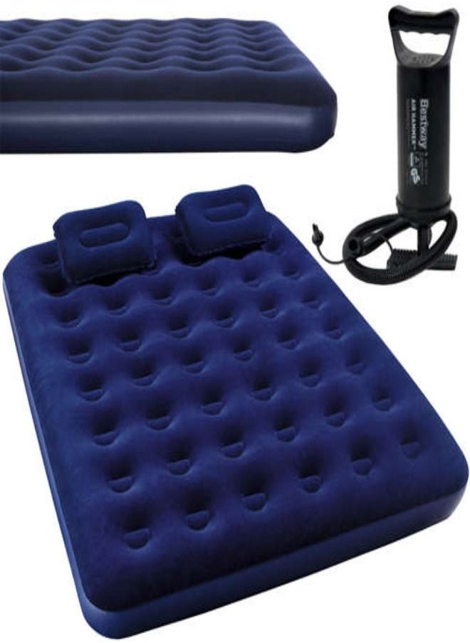 Bestway - Bestway Flocked Air Bed With Air Pump & 2pillow(Queen) 203X152X22Cm -26-67374 - Image 1