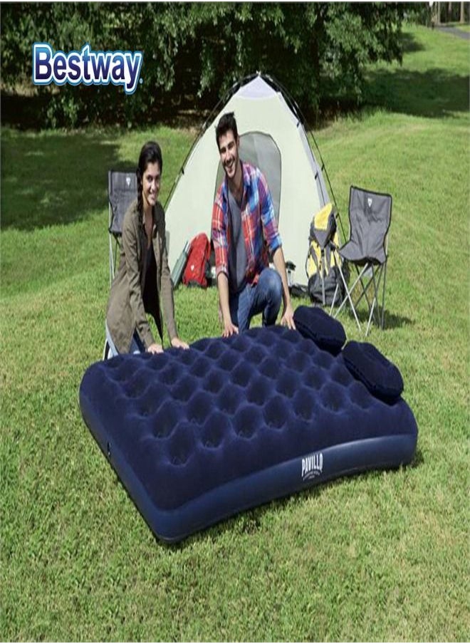 Bestway - Bestway Flocked Air Bed With Air Pump & 2pillow(Queen) 203X152X22Cm -26-67374 - Image 1