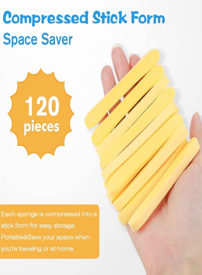 FITINI Facial Sponge Compressed Makeup Remover 120 Count Wash Pads Round Soft Face Cleansing Sponges for Woman Exfoliating Mask,Makeup Removal,Spa Cleaning,Yellow - Image 4