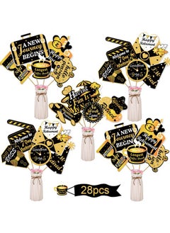 HOWAF Retirement Party Decorations Gold Retirement Party Centerpiece Glitter Table Toppers Funny Happy Retirement Party Props For Happy Retirement Party Supplies Man And Women，28 Pack  - Image 2