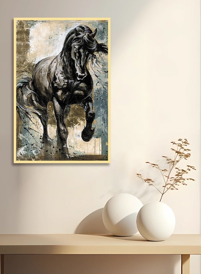 4gdran Canvas Wall Art For Wall Decoration, horse Design,with a Hollow Frame,Size (120x80),One Piece  - Image 1