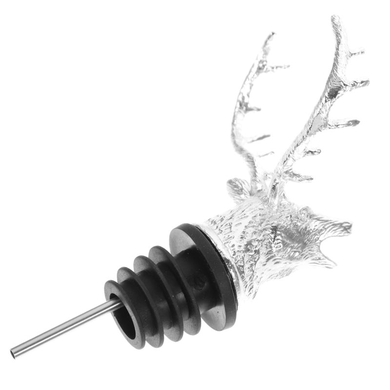 Deer Head Metal Wine Bottle Pour Spout For Bars And Restaurants Silver - Image 2