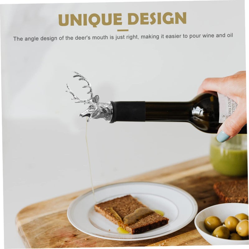 Deer Head Metal Wine Bottle Pour Spout For Bars And Restaurants Silver - Image 3