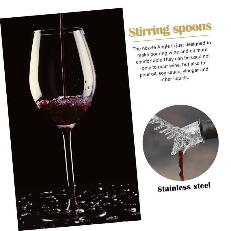 Deer Head Metal Wine Bottle Pour Spout For Bars And Restaurants Silver - Image 4
