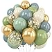 Togvu Dusty Green Blue Balloon 60 Packs 12 Inch Sage Green Blue Balloon with Haze Fog Blue Sand White and Gold Balloons for Jungle Safari Neutral Boho Birthday Baby Shower Party Decorations - Image 2