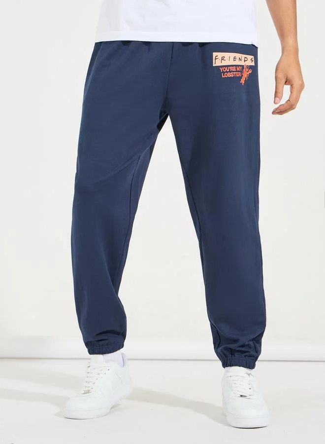 Styli Friends Graphic print Oversized Terry Joggers witg Elasticated cuff