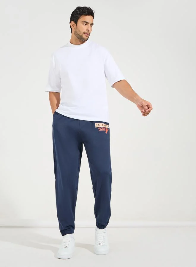 Styli Friends Graphic print Oversized Terry Joggers witg Elasticated cuff