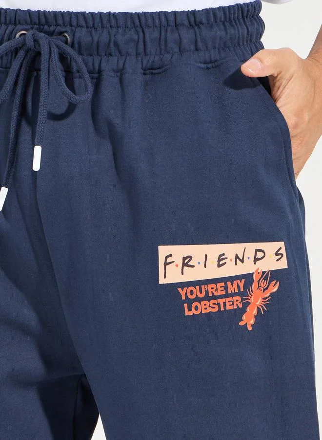 Styli Friends Graphic print Oversized Terry Joggers witg Elasticated cuff