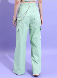 Ketch Solid Flared Side Slit Cargo Trouser by Styli  - Image 3